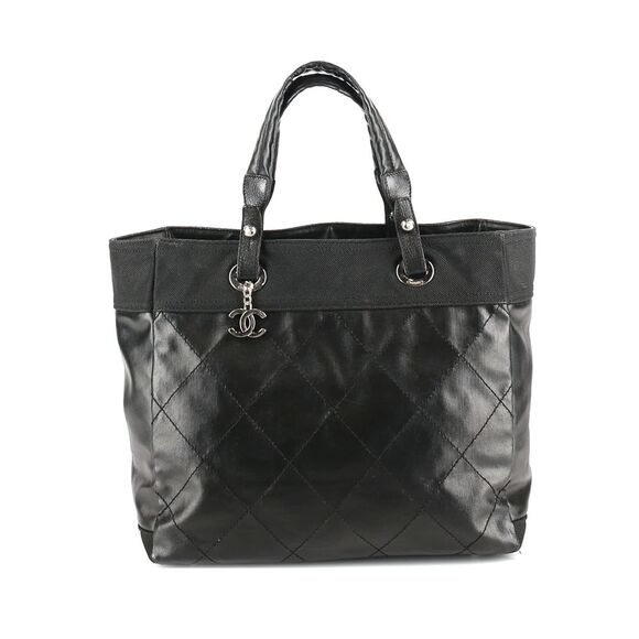 Chanel Biarritz Large Coated Canvas Quilted Tote Vintage Travel Designer Luxury‎ - Picture 1 of 13
